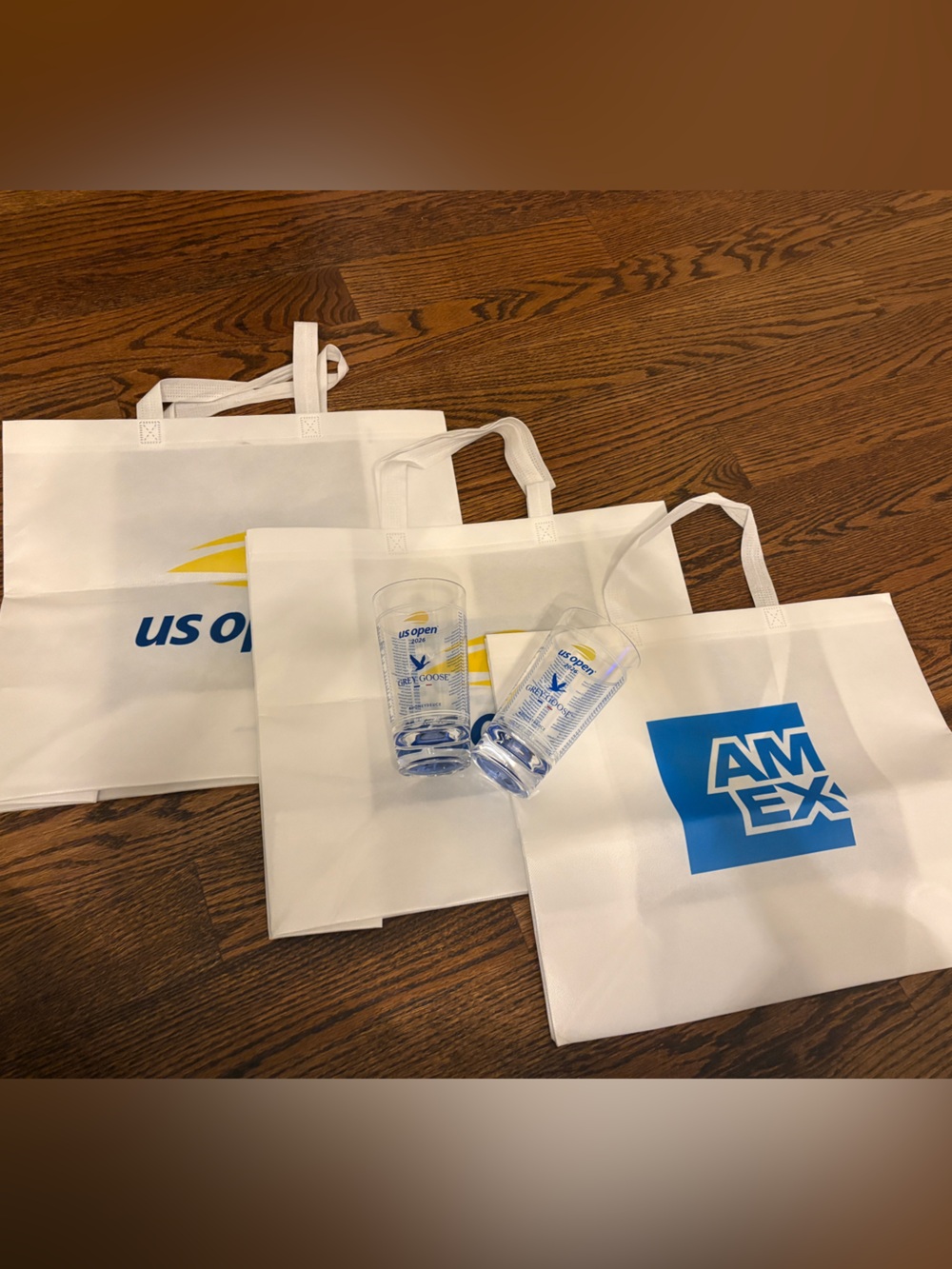 US Open 2026 Honey Deuce cups and Shopping Bags with Open and Amex Logos
